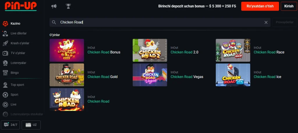 Pin Up saytida klassik Chicken Road slotini o'ynang