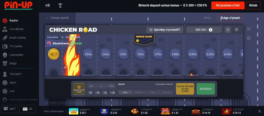 Chicken Road Pin Upda bepul o'ynang